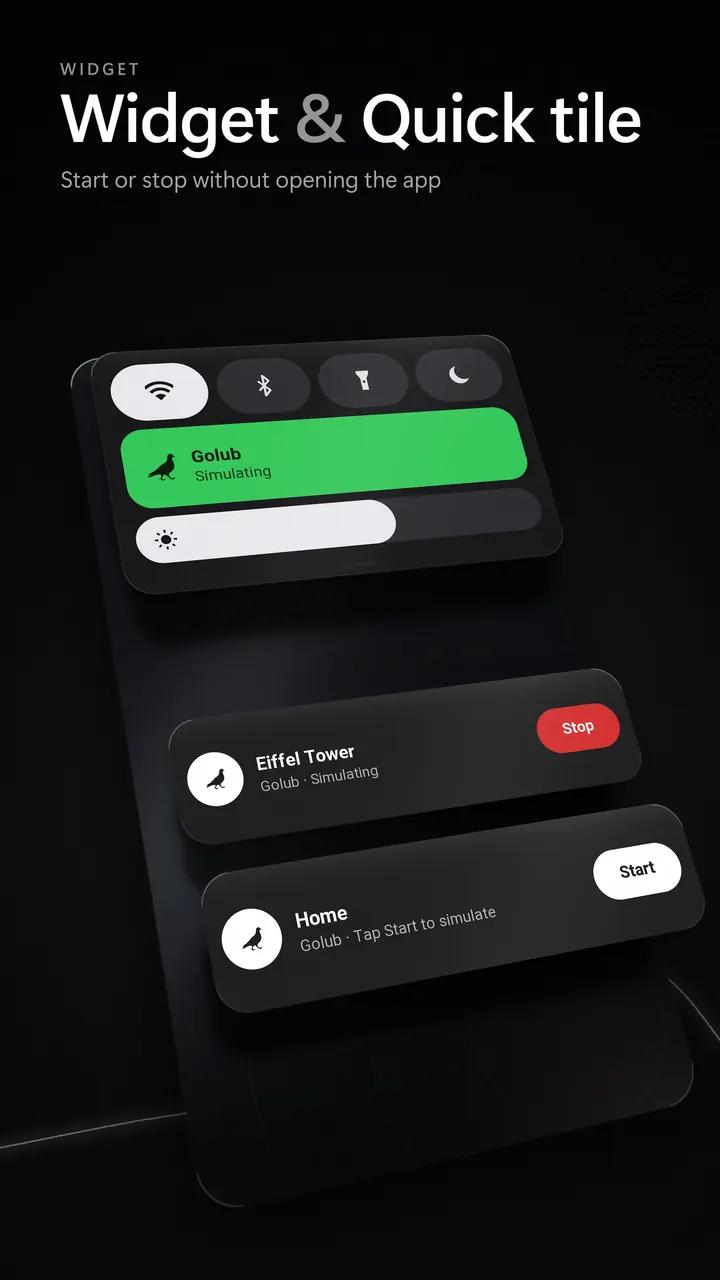 Home screen widget and Quick Settings tile for Golub